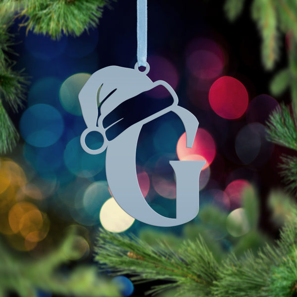 Santa Hat Monogram Letter Metal Christmas/Holiday Ornament