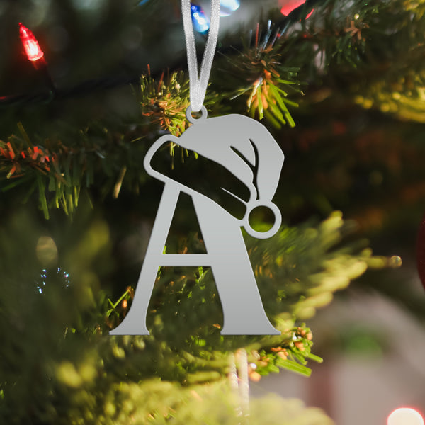 Santa Hat Monogram Letter Metal Christmas/Holiday Ornament