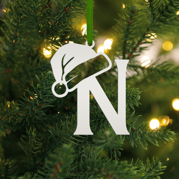 Santa Hat Monogram Letter Metal Christmas/Holiday Ornament