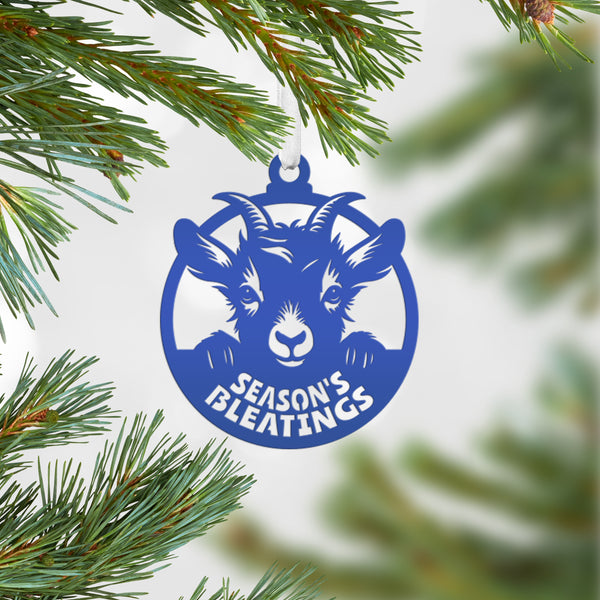 Goat Farm Metal Ornament - Ideal Gift for Animal Lovers - Farmhouse Decor - Holiday Decorations - Cute Seasonal Trinket - Season's Bleatings