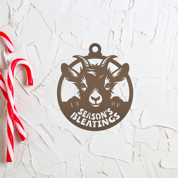 Goat Farm Metal Ornament - Ideal Gift for Animal Lovers - Farmhouse Decor - Holiday Decorations - Cute Seasonal Trinket - Season's Bleatings