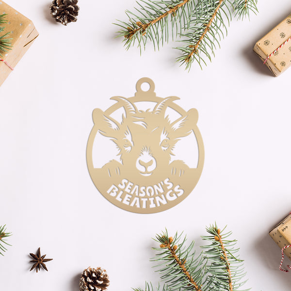 Goat Farm Metal Ornament - Ideal Gift for Animal Lovers - Farmhouse Decor - Holiday Decorations - Cute Seasonal Trinket - Season's Bleatings