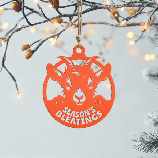 Goat Farm Metal Ornament - Ideal Gift for Animal Lovers - Farmhouse Decor - Holiday Decorations - Cute Seasonal Trinket - Season's Bleatings
