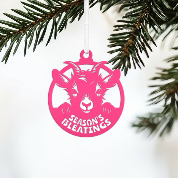 Goat Farm Metal Ornament - Ideal Gift for Animal Lovers - Farmhouse Decor - Holiday Decorations - Cute Seasonal Trinket - Season's Bleatings