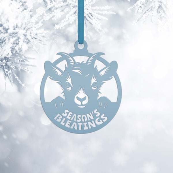 Goat Farm Metal Ornament - Ideal Gift for Animal Lovers - Farmhouse Decor - Holiday Decorations - Cute Seasonal Trinket - Season's Bleatings