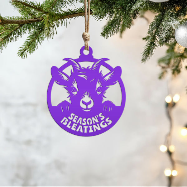 Goat Farm Metal Ornament - Ideal Gift for Animal Lovers - Farmhouse Decor - Holiday Decorations - Cute Seasonal Trinket - Season's Bleatings