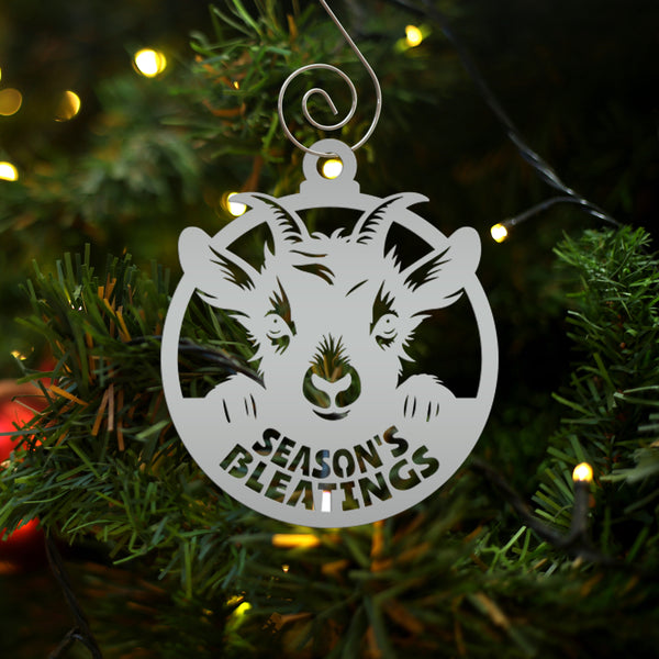 Goat Farm Metal Ornament - Ideal Gift for Animal Lovers - Farmhouse Decor - Holiday Decorations - Cute Seasonal Trinket - Season's Bleatings