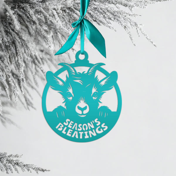 Goat Farm Metal Ornament - Ideal Gift for Animal Lovers - Farmhouse Decor - Holiday Decorations - Cute Seasonal Trinket - Season's Bleatings