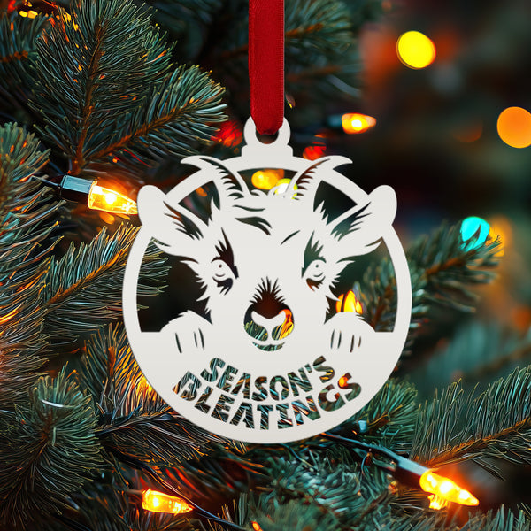 Goat Farm Metal Ornament - Ideal Gift for Animal Lovers - Farmhouse Decor - Holiday Decorations - Cute Seasonal Trinket - Season's Bleatings
