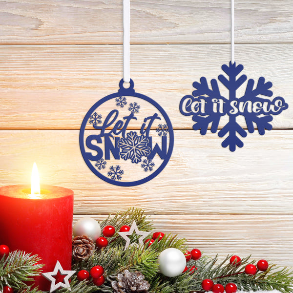 Assorted Snow Themed Metal Christmas/Holiday Ornaments