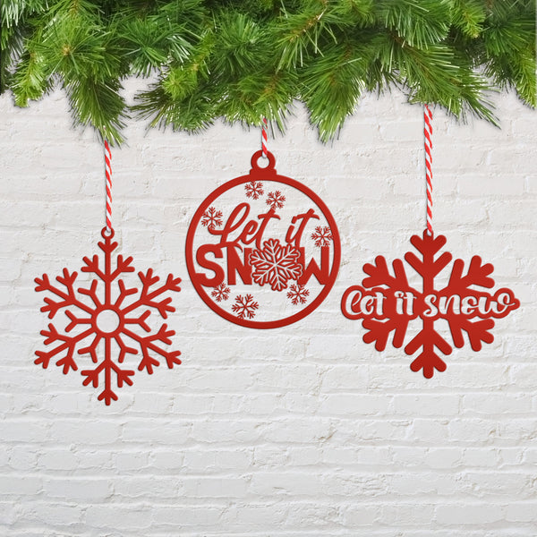 Assorted Snow Themed Metal Christmas/Holiday Ornaments