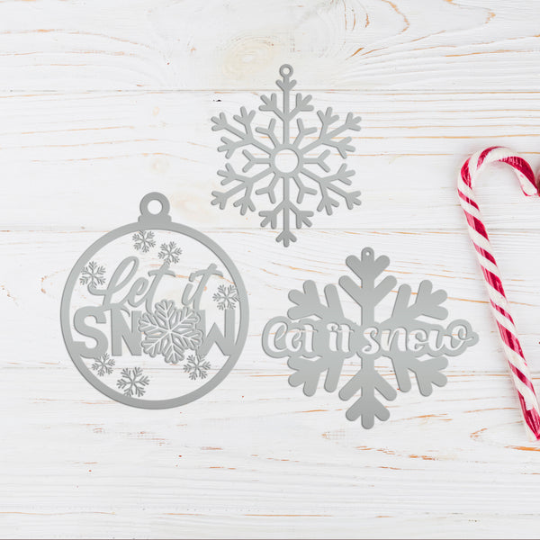 Assorted Snow Themed Metal Christmas/Holiday Ornaments