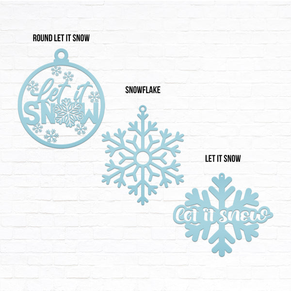 Assorted Snow Themed Metal Christmas/Holiday Ornaments