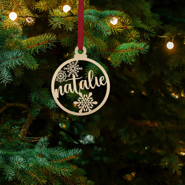 Personalized Snowflake Metal Christmas/Holiday Ornament
