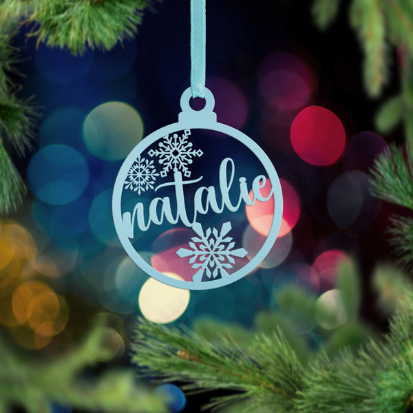 Personalized Snowflake Metal Christmas/Holiday Ornament