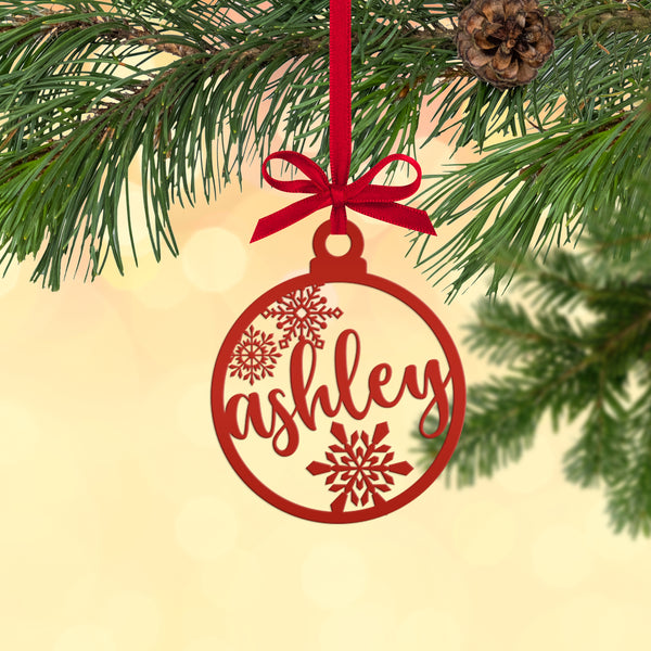 Personalized Snowflake Metal Christmas/Holiday Ornament