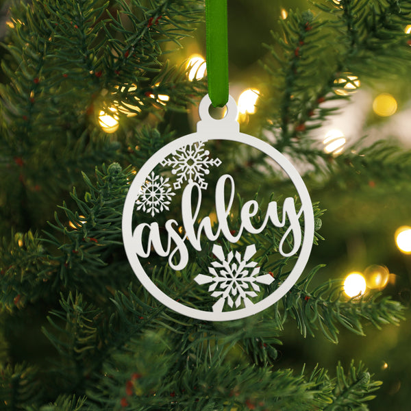 Personalized Snowflake Metal Christmas/Holiday Ornament