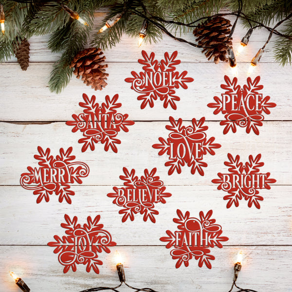 Snowflake with Inspirational Words Metal Christmas/Holiday Ornament