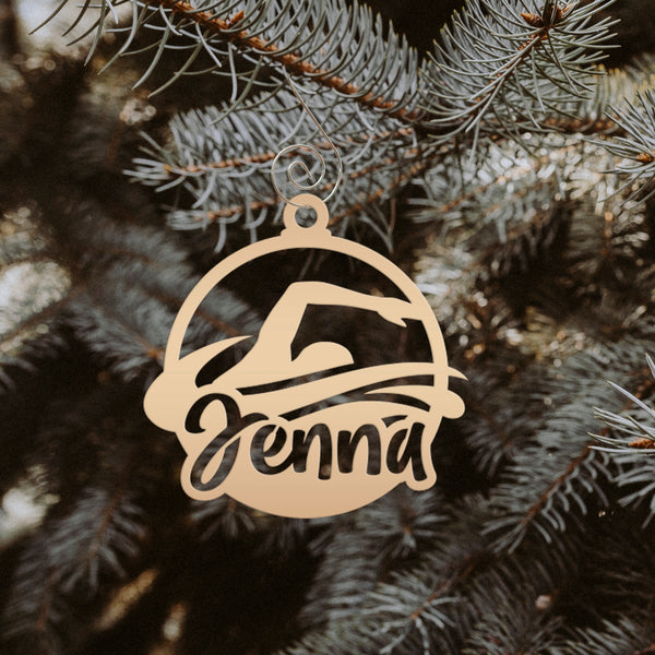 Swimming Ornament - Christmas Metal Ornaments - Holiday Decorations - Personalized Athlete Gift - Custom Seasonal Decor - Stocking Stuffer