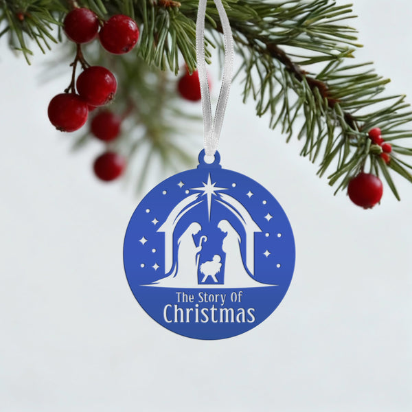 Handcrafted Metal Nativity Ornament - Christian Holiday Decor - Custom Seasonal Decorations - Unique Xmas Stocking Stuffers - Christmas Gift