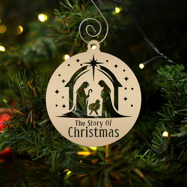Handcrafted Metal Nativity Ornament - Christian Holiday Decor - Custom Seasonal Decorations - Unique Xmas Stocking Stuffers - Christmas Gift