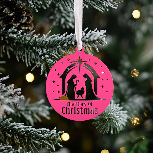 Handcrafted Metal Nativity Ornament - Christian Holiday Decor - Custom Seasonal Decorations - Unique Xmas Stocking Stuffers - Christmas Gift