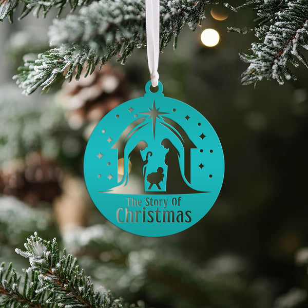 Handcrafted Metal Nativity Ornament - Christian Holiday Decor - Custom Seasonal Decorations - Unique Xmas Stocking Stuffers - Christmas Gift