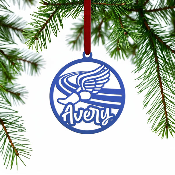 Track Runner Metal Ornament - Custom Christmas Tree Decor - Personalized Athlete Gift - Unique Holiday Decoration - Sports Stocking Stuffer