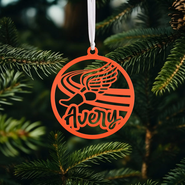 Track Runner Metal Ornament - Custom Christmas Tree Decor - Personalized Athlete Gift - Unique Holiday Decoration - Sports Stocking Stuffer