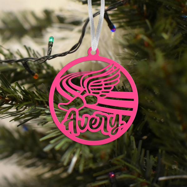 Track Runner Metal Ornament - Custom Christmas Tree Decor - Personalized Athlete Gift - Unique Holiday Decoration - Sports Stocking Stuffer