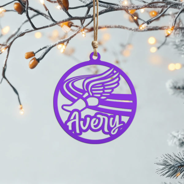 Track Runner Metal Ornament - Custom Christmas Tree Decor - Personalized Athlete Gift - Unique Holiday Decoration - Sports Stocking Stuffer
