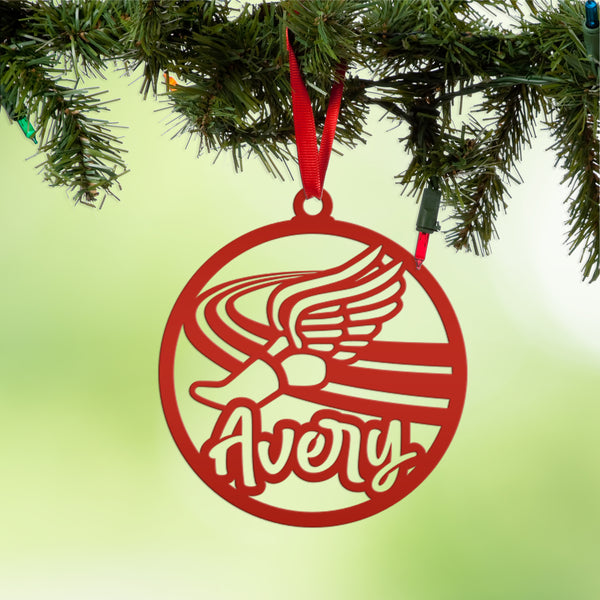 Track Runner Metal Ornament - Custom Christmas Tree Decor - Personalized Athlete Gift - Unique Holiday Decoration - Sports Stocking Stuffer