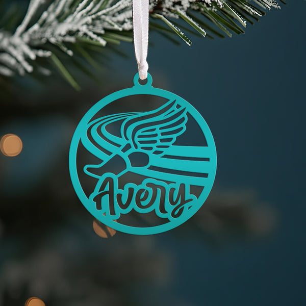 Track Runner Metal Ornament - Custom Christmas Tree Decor - Personalized Athlete Gift - Unique Holiday Decoration - Sports Stocking Stuffer