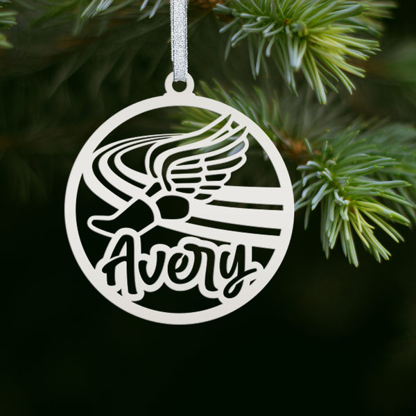 Track Runner Metal Ornament - Custom Christmas Tree Decor - Personalized Athlete Gift - Unique Holiday Decoration - Sports Stocking Stuffer