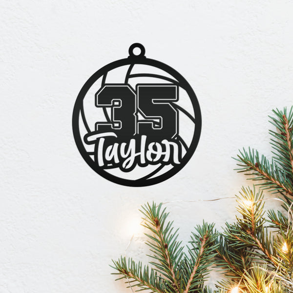 Personalized Volleyball and Number Metal Christmas/Holiday Ornament