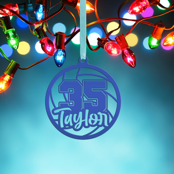 Personalized Volleyball and Number Metal Christmas/Holiday Ornament