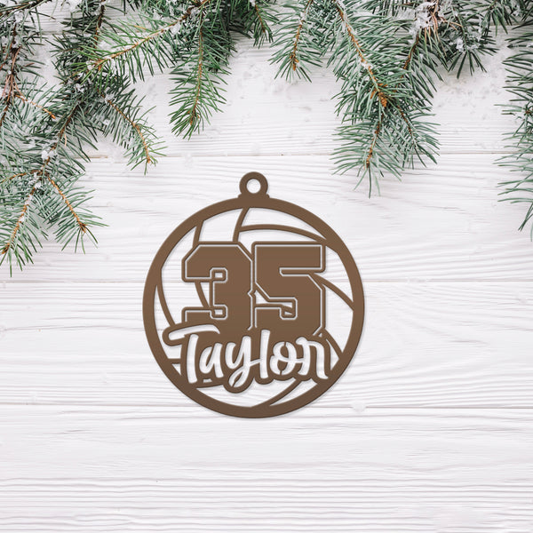 Personalized Volleyball and Number Metal Christmas/Holiday Ornament
