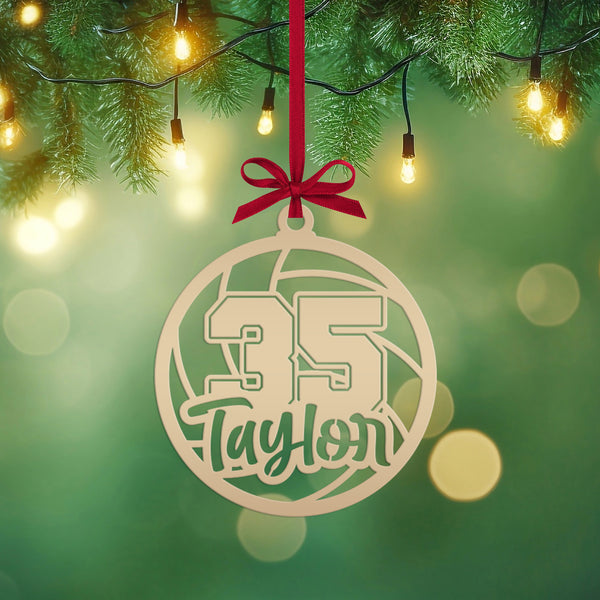 Personalized Volleyball and Number Metal Christmas/Holiday Ornament