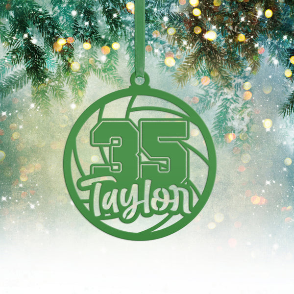Personalized Volleyball and Number Metal Christmas/Holiday Ornament