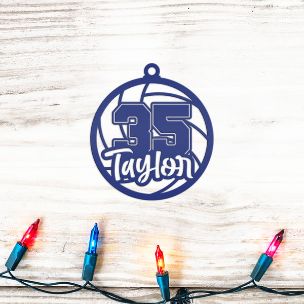 Personalized Volleyball and Number Metal Christmas/Holiday Ornament