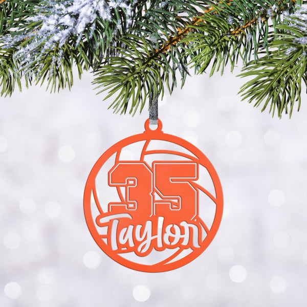 Personalized Volleyball and Number Metal Christmas/Holiday Ornament