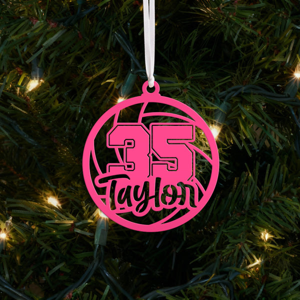 Personalized Volleyball and Number Metal Christmas/Holiday Ornament