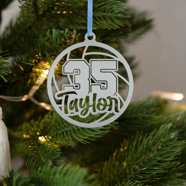 Personalized Volleyball and Number Metal Christmas/Holiday Ornament