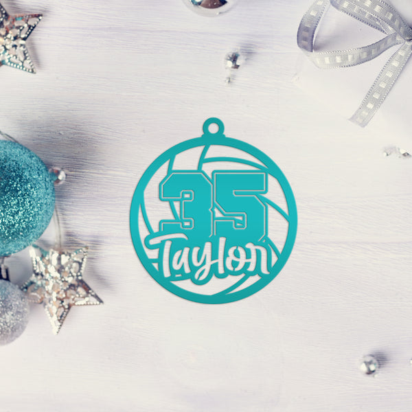 Personalized Volleyball and Number Metal Christmas/Holiday Ornament