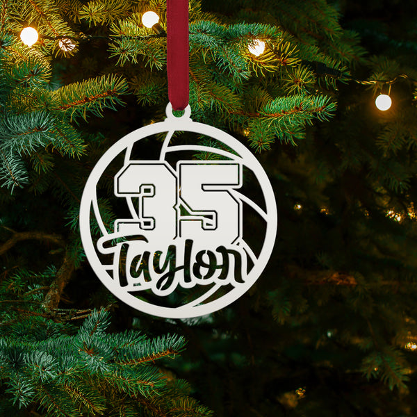 Personalized Volleyball and Number Metal Christmas/Holiday Ornament