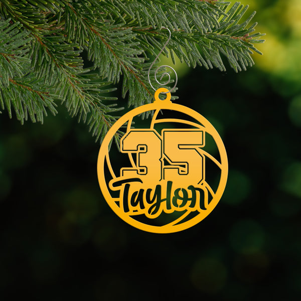 Personalized Volleyball and Number Metal Christmas/Holiday Ornament