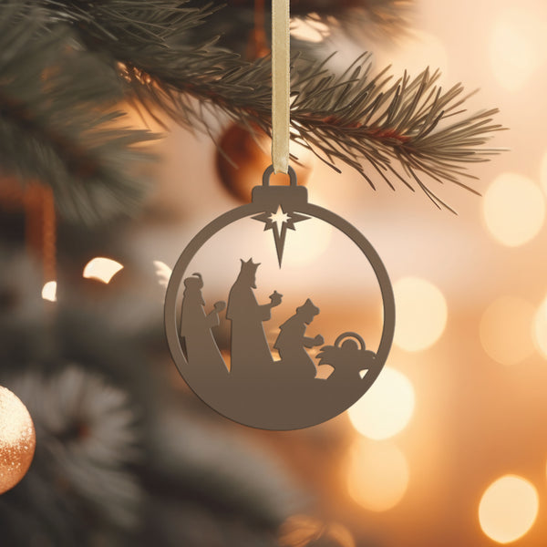 Three Wise Men Ornament - Elegant Metal Christmas Decor - Nativity Scene Decorations - Charming Xmas Trinkets - Seasonal Stocking Stuffers