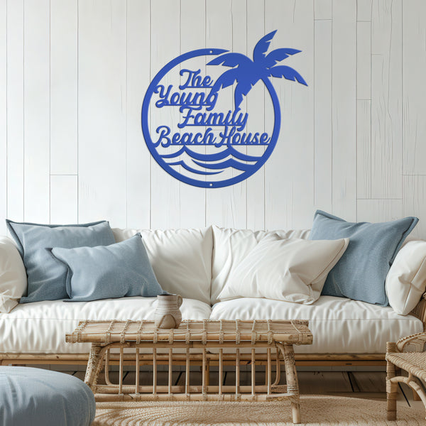 Personalized Palm Tree Pool Sign - Outdoor Tiki Bar Decor - Beach House Entryway Signs