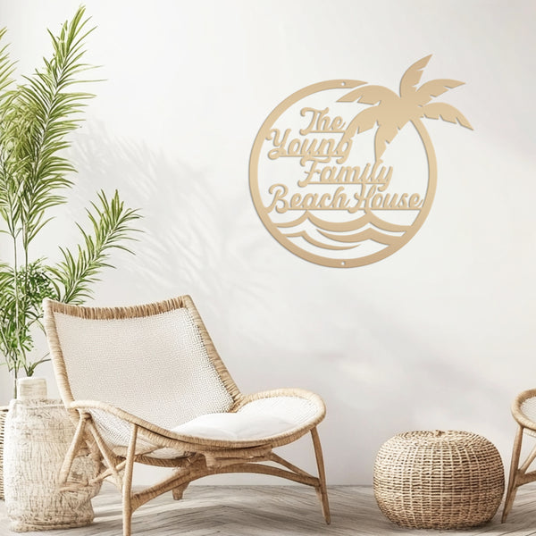 Personalized Palm Tree Pool Sign - Outdoor Tiki Bar Decor - Beach House Entryway Signs