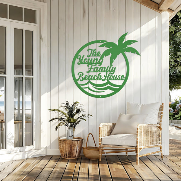 Personalized Palm Tree Pool Sign - Outdoor Tiki Bar Decor - Beach House Entryway Signs